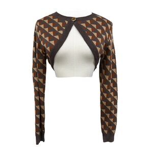 Revolve x Heartloom Geometric Argyle Coco Swire Cropped Shrug Size M